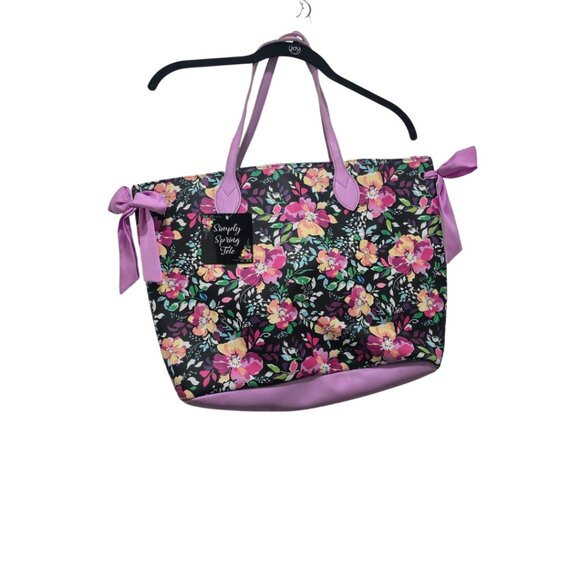 Simply Spring Canvas Floral Tote Bag with Bow Detail - Picture 3 of 4